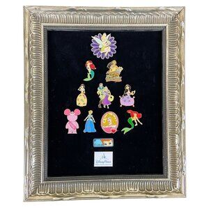 VINTAGE Genuine Disney Princess Pins - Velvet - Framed Christmas Tree 12.5"x10.5